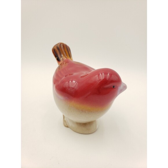 Vintage Ceramic Bird Figurine Red & Off White Or Light Beige 4" Unmarked - Picture 2 of 10